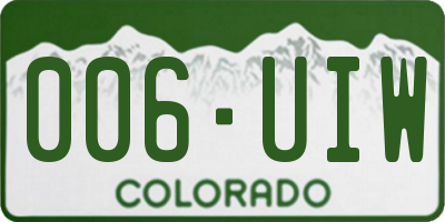 CO license plate 006UIW