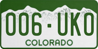 CO license plate 006UKO
