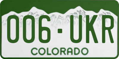 CO license plate 006UKR