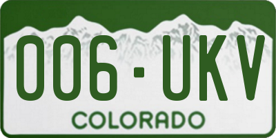 CO license plate 006UKV