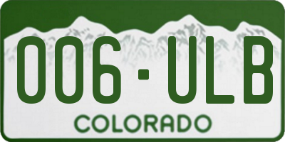 CO license plate 006ULB