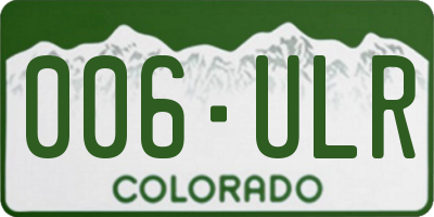 CO license plate 006ULR