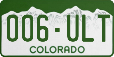 CO license plate 006ULT