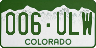 CO license plate 006ULW
