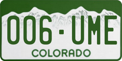 CO license plate 006UME