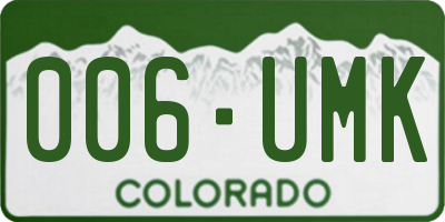 CO license plate 006UMK