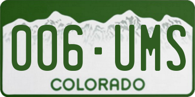 CO license plate 006UMS