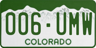 CO license plate 006UMW