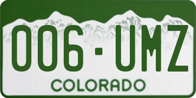 CO license plate 006UMZ