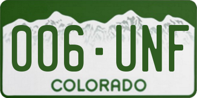 CO license plate 006UNF