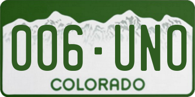 CO license plate 006UNO