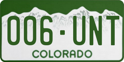 CO license plate 006UNT