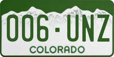 CO license plate 006UNZ