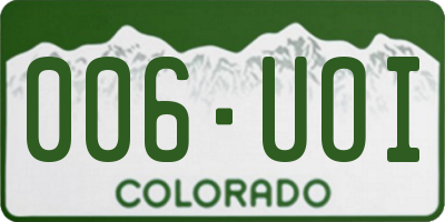 CO license plate 006UOI