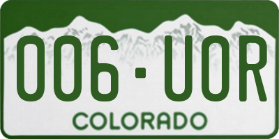 CO license plate 006UOR