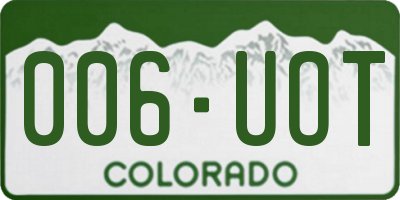 CO license plate 006UOT