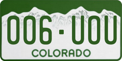 CO license plate 006UOU