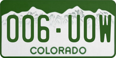 CO license plate 006UOW