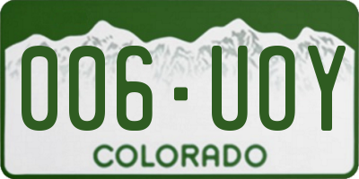 CO license plate 006UOY