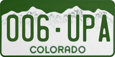 CO license plate 006UPA