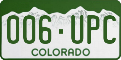 CO license plate 006UPC