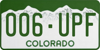 CO license plate 006UPF