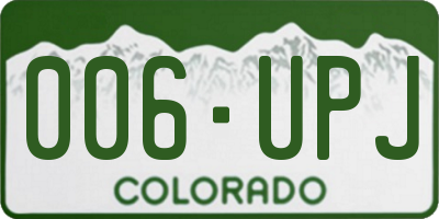 CO license plate 006UPJ