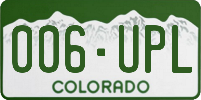 CO license plate 006UPL