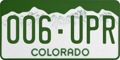 CO license plate 006UPR