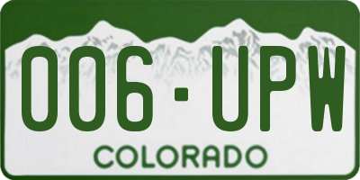 CO license plate 006UPW