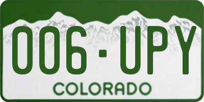 CO license plate 006UPY