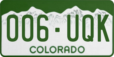 CO license plate 006UQK