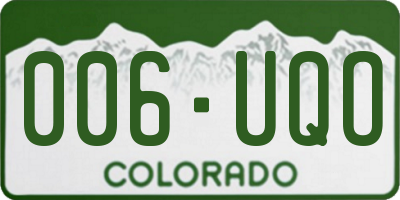 CO license plate 006UQO
