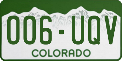 CO license plate 006UQV