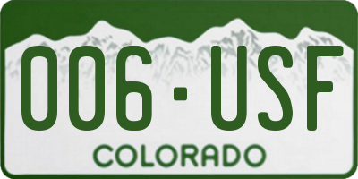 CO license plate 006USF