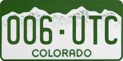 CO license plate 006UTC