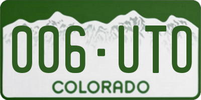 CO license plate 006UTO