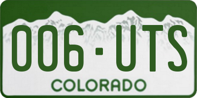 CO license plate 006UTS