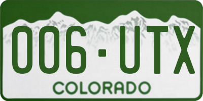 CO license plate 006UTX