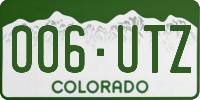CO license plate 006UTZ