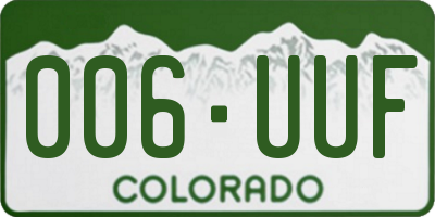 CO license plate 006UUF