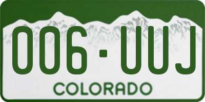 CO license plate 006UUJ