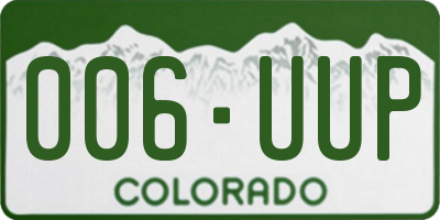 CO license plate 006UUP