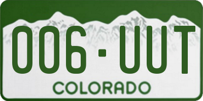 CO license plate 006UUT