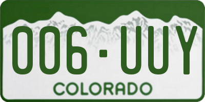 CO license plate 006UUY