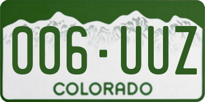 CO license plate 006UUZ