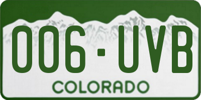 CO license plate 006UVB