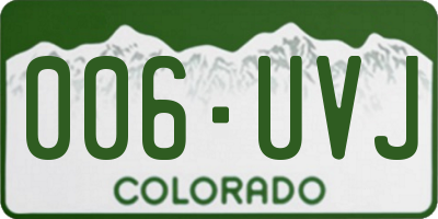 CO license plate 006UVJ