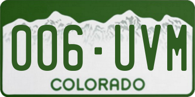 CO license plate 006UVM