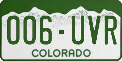 CO license plate 006UVR